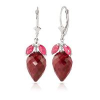 Ruby Briolette Drop Earrings 27.1ctw in 9ct White Gold