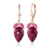 Ruby Briolette Drop Earrings 27.1ctw in 9ct Rose Gold