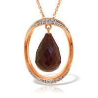 Ruby and Diamond Pendant Necklace 13.5ct in 9ct Rose Gold