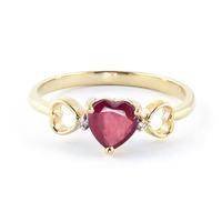 Ruby and Diamond Trinity Ring 1.0ct in 9ct Gold