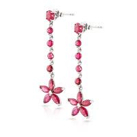 Ruby Daisy Chain Drop Earrings 4.8ctw in 9ct White Gold