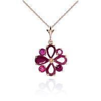 Ruby Sunflower Pendant Necklace 2.23ctw in 9ct Rose Gold