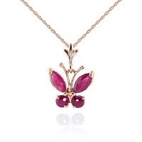 Ruby Butterfly Pendant Necklace 0.6ctw in 9ct Rose Gold