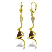 Ruby and Diamond Serpent Earrings 6.6ctw in 9ct Gold