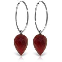 Ruby Briolette Hoop Earrings 26.1ctw in 9ct White Gold