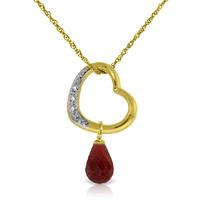 Ruby and Diamond Pendant Necklace 3.3ct in 9ct Gold