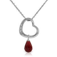 Ruby and Diamond Pendant Necklace 3.3ct in 9ct White Gold