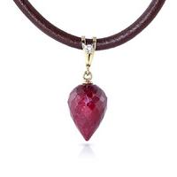 Ruby and Diamond Leather Pendant Necklace 13.0ct in 9ct Gold