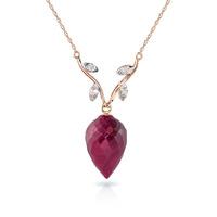 Ruby and Diamond Pendant Necklace 13.0ct in 9ct Rose Gold