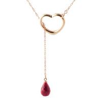 Ruby Briolette Pendant Necklace 3.3ct in 9ct Rose Gold