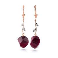 Ruby and Diamond Drop Earrings 30.5ctw in 9ct Rose Gold