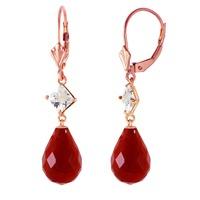 ruby and white topaz drop earrings 186ctw in 9ct rose gold