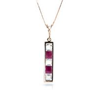 Ruby and White Topaz Channel Set Pendant Necklace 2.35ctw in 9ct Rose Gold