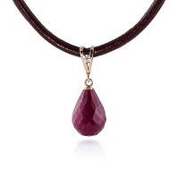 Ruby and Diamond Leather Pendant Necklace 15.5ct in 9ct Rose Gold