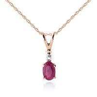 Ruby and Diamond Pendant Necklace 0.45ct in 9ct Rose Gold