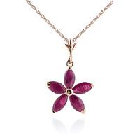 Ruby Flower Star Pendant Necklace 1.4ctw in 9ct Rose Gold