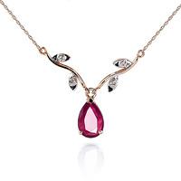 Ruby and Diamond Vine Branch Pendant Necklace 1.5ct in 9ct Rose Gold