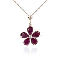 Ruby and Diamond Flower Petal Pendant Necklace 2.2ctw in 9ct Rose Gold