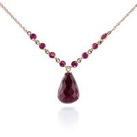 ruby briolette pendant necklace 158ctw in 9ct rose gold