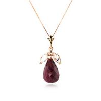 Ruby and White Topaz Snowdrop Pendant Necklace 9.3ctw in 9ct Rose Gold