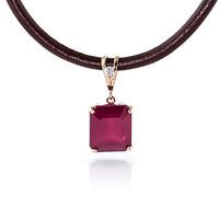 Ruby and Diamond Leather Pendant Necklace 6.5ct in 9ct Rose Gold