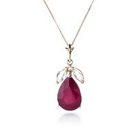 Ruby and White Topaz Pendant Necklace 5.0ct in 9ct Rose Gold