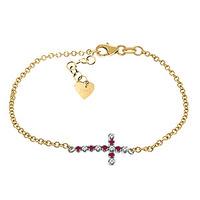 Ruby and Diamond Adjustable Cross Bracelet 0.15ctw in 9ct Gold