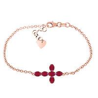 Ruby Adjustable Cross Bracelet 1.7ctw in 9ct Rose Gold