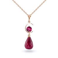 Ruby Briolette Pendant Necklace 9.3ctw in 9ct Rose Gold