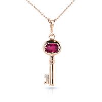 ruby key charm pendant necklace 05ct in 9ct rose gold