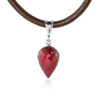 Ruby and Diamond Leather Pendant Necklace 13.0ct in 9ct White Gold