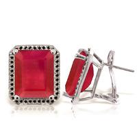 Ruby and Diamond Stud French Clip Halo Earrings 14.5ctw in 9ct White Gold