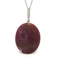 Ruby and Diamond Pendant Necklace 19.5ct in 9ct White Gold