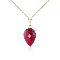 Ruby Briolette Pendant Necklace 13.0ct in 9ct Gold