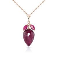 Ruby Briolette Pendant Necklace 13.5ctw in 9ct Rose Gold