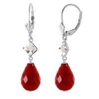 Ruby and White Topaz Drop Earrings 18.6ctw in 9ct White Gold