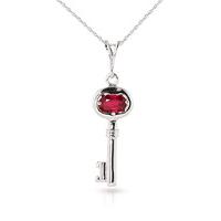 Ruby Key Charm Pendant Necklace 0.5ct in 9ct White Gold