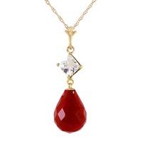 Ruby and White Topaz Pendant Necklace 9.3ctw in 9ct Gold