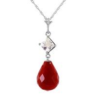 Ruby and White Topaz Pendant Necklace 9.3ctw in 9ct White Gold