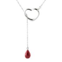 Ruby Briolette Pendant Necklace 3.3ct in 9ct White Gold