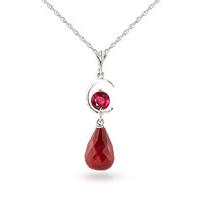 Ruby Briolette Pendant Necklace 9.3ctw in 9ct White Gold