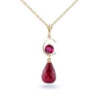 Ruby Briolette Pendant Necklace 9.3ctw in 9ct Gold