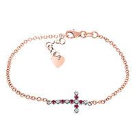 Ruby and Diamond Adjustable Cross Bracelet 0.15ctw in 9ct Rose Gold