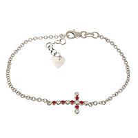 ruby and diamond adjustable cross bracelet 015ctw in 9ct white gold