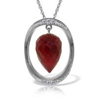 Ruby and Diamond Pendant Necklace 13.0ct in 9ct White Gold