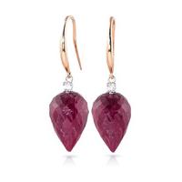 Ruby and Diamond Drop Earrings 26.1ctw in 9ct Rose Gold