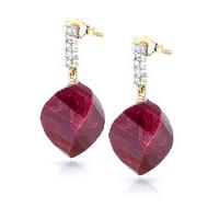 Ruby and Diamond Stud Earrings 30.5ctw in 9ct Gold