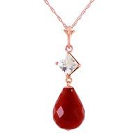 Ruby and White Topaz Pendant Necklace 9.3ctw in 9ct Rose Gold