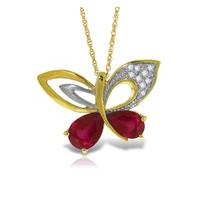 Ruby and Diamond Butterfly Pendant Necklace 4.2ctw in 9ct Gold