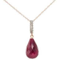 Ruby and Diamond Pendant Necklace 8.8ct in 9ct Rose Gold